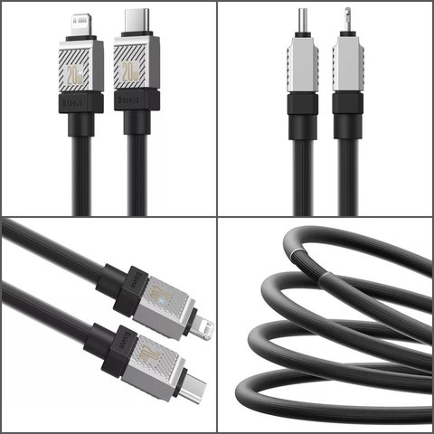 USB кабель Baseus Coolplay Series, USB тип-C, Lightning, 100 см, 20 Вт, черный, силиконовый, #CAKW000001 Превью 1