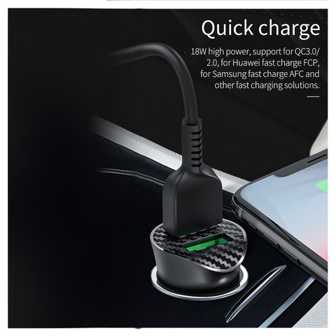 Cargador Hoco Z39, negro, Quick Charge, 18 W, 2 puertos, 12-24 V, #6931474735027 Vista previa  1