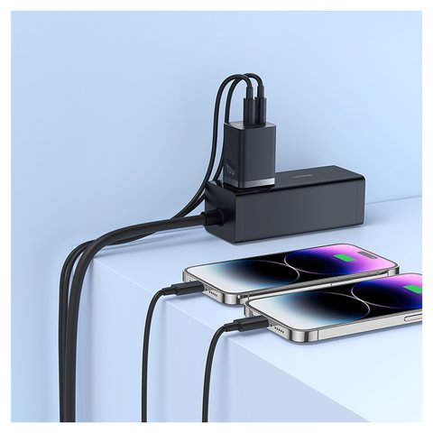Mains Charger Baseus GaN5 Pro, (40 W, Quick Charge, black, 2 outputs) #CCGP180101 Preview 1