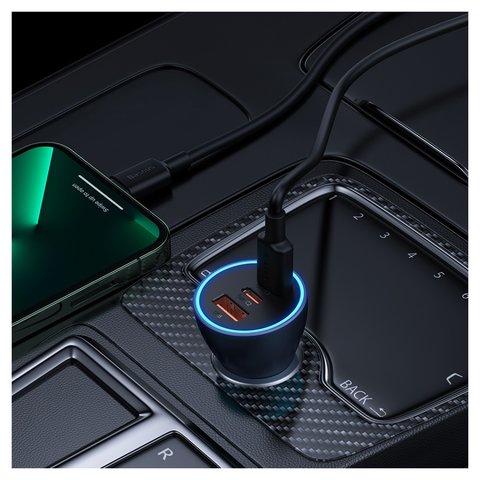 Car Charger Baseus Golden Contactor Pro, (gray, Quick Charge, 65 W, 7 A, 3 outputs, 12-24 V) #CGJP010013/CGJP020313 Preview 3