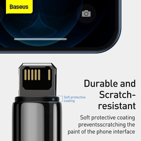 USB кабель Baseus Tungsten Gold, USB тип-A, Lightning, 100 см, 2,4 А, черный, #CALWJ-01 Превью 2