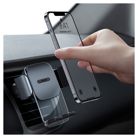 Автомобильный держатель Baseus Easy Control Clamp, черный, на дефлектор, клейкая основа, #SUYK000001 Превью 2