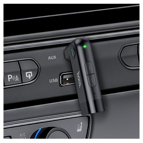 FM-трансмиттер Hoco E53, черный, с кнопкой, TRS 3.5 мм, micro-USB тип-B, #6931474729750 Превью 1