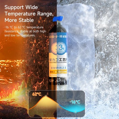 Adhesivo JCID TP-030B, poliuretano, negro, para pegar tapas traseras, para marcos de pantalla, de secado instantáneo, 30 ml Vista previa  3