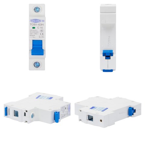 Автоматичний вимикач змінного струму TOMZN TOB1-63H-C16, 1P, 230-400В, 16A Прев'ю 1