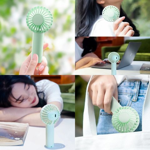 Вентилятор DC03, бежевий, ручний, настільний, з акумулятором, USB тип-C Прев'ю 2